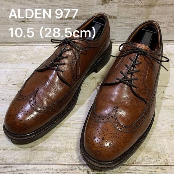 オールデン 977 サイズ10.5( 28.5cm相当)ロングウイングチップ アルパインカーフ ブラウン