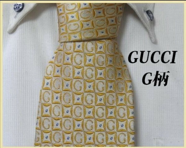 高級グッチGUCCI【ゴールドに輝くBIGなG柄】ネクタイ超絶エレガント