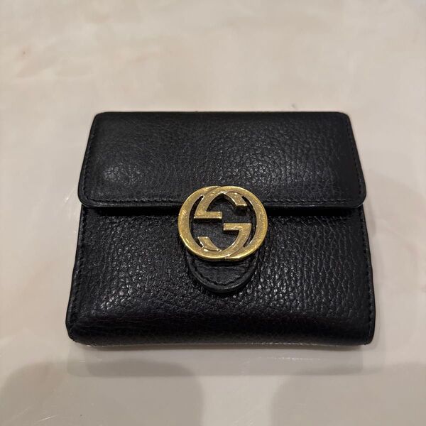 グッチ 2つ折り財布 GUCCI ダラーカーフ 615525 CAO0G 1000 ユニセックス ブラック 黒