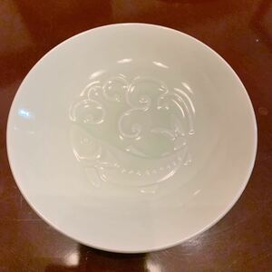 有田焼　華峰　小皿13.5 グリーン　魚