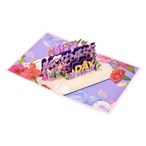 3D カード ピンク 花 母の日 カード カラフル グリーティングカード