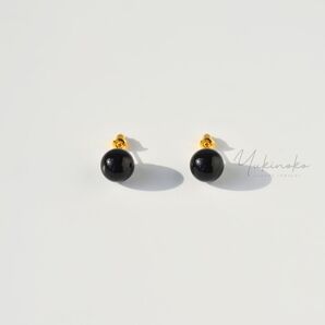 BLACK ONYX オニキス 大粒ピアス 10mm S925 HP011SP
