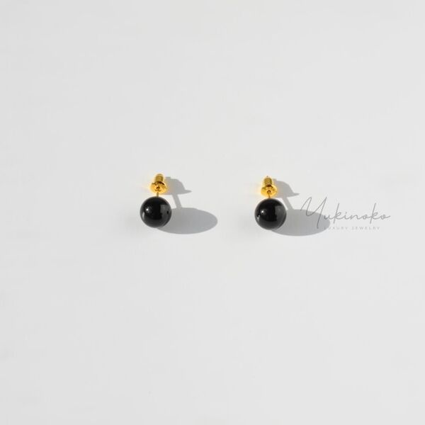 BLACK ONYX オニキス 大粒ピアス 8mm S925 HP012SP