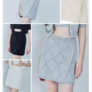 RIU Pearl eyelet short skirt glay