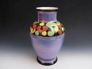  blue luster .a-ru deco writing sama vase * Old me Japanese huchen ( Nagoya made . place )