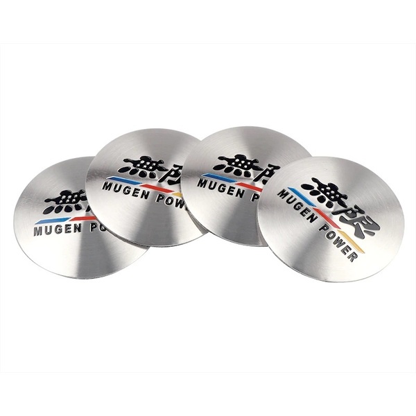 【ゆうパケット送料込】ムゲンMUGEN POWER センターキャップ+ステッカー 1台分セット(4枚) アルミ製 ホンダ HONDA