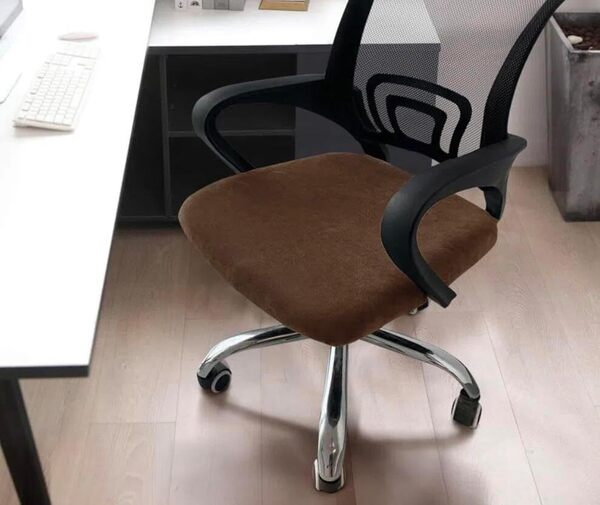 コーヒー, XL(48-53cm)オフィスチェアカバー イスカバー フィット ワークチェアカバー 椅子カバー 座面のみ 洗える ベルベット素材