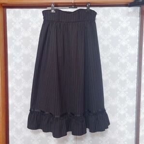 axes femme ストライプスカート 裾フリル ハイウエスト M