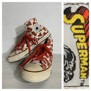 CONVERSE コンバース ×DC COMICS SUPERMAN スーパーマン　ロゴマーク　総柄　ハイカット　オールスター　スニーカー　白　4 1／2 23.5cm