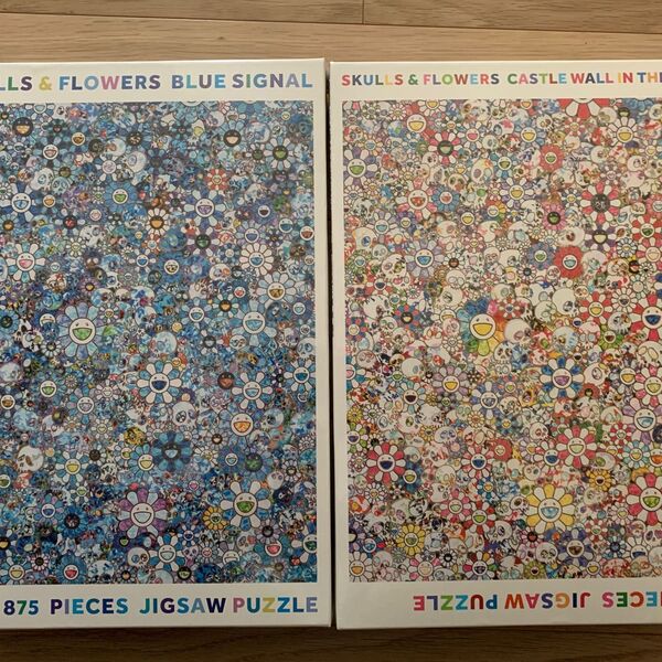 村上隆ジグソーパズル セットSKULLS FLOWERS BLUE SIGNAL