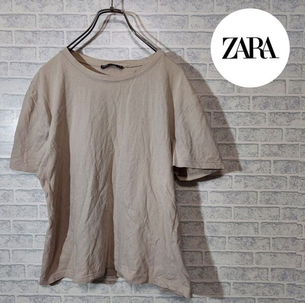 ザラ ZARA Tシャツ 半袖 ベージュ Lサイズ