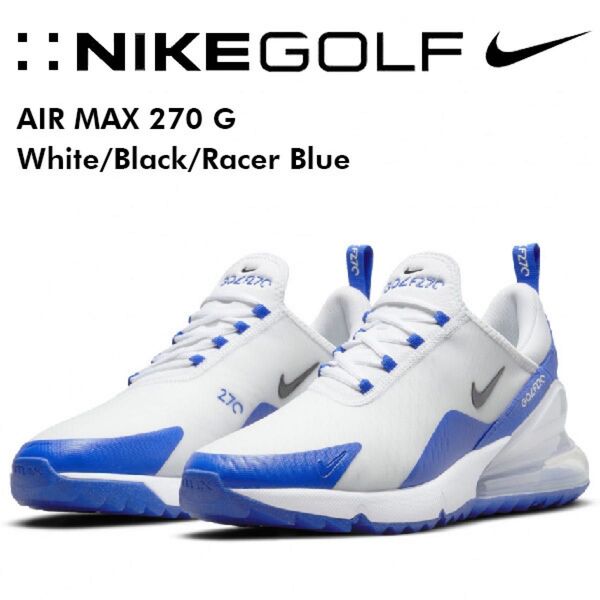 27.5cm NIKE GOLF エアマックス270G ホワイト/ブラック/レーサーブルー