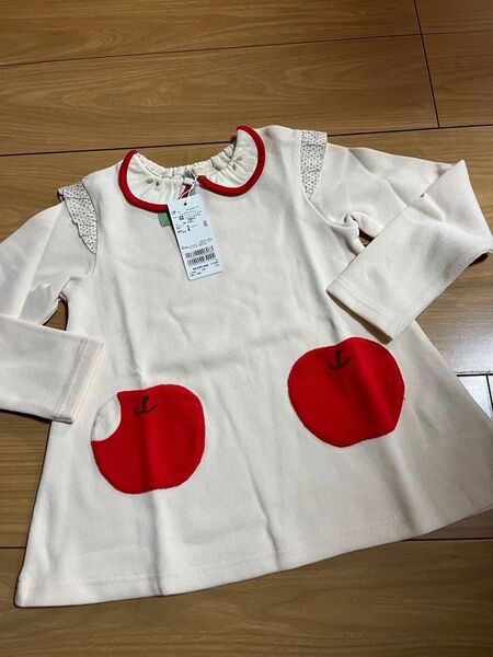 新品 120cm ベイビーチアー りんご チュニック 長袖Tシャツ ロンT キッズ トップス 女の子