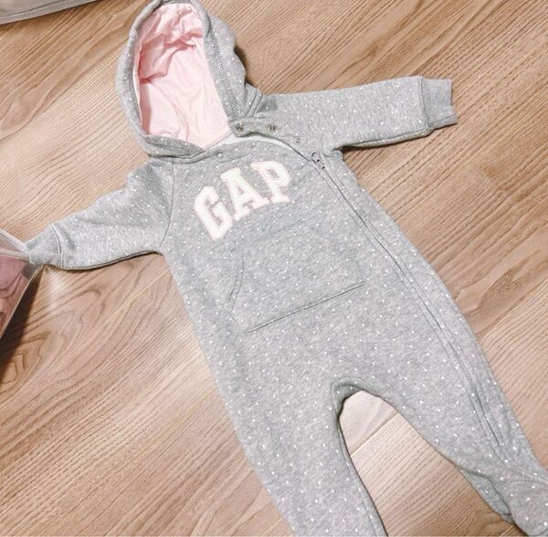 GAP ロンパース カバーオール クマ耳 ピンク ドット babygap 足つき