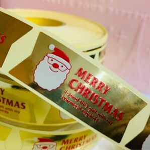クリスマス Xmas ゴールド サンタ シール 小 25枚 ラッピング プレゼント