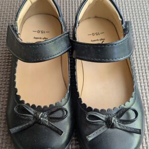 フォーマル シューズ 靴 くつ 黒 女の子 リボン 15cm