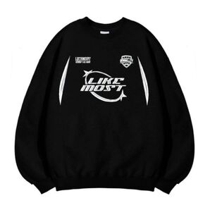 LIKE THE MOSTLikemost Ring Star Overfit Sweatshirt Black フリース