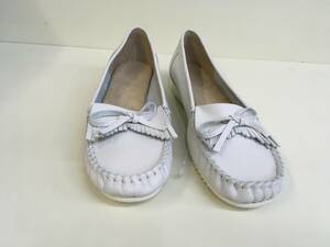 N305 new goods BENEBIS 25.0 white white group leather moccasin bene screw original leather 