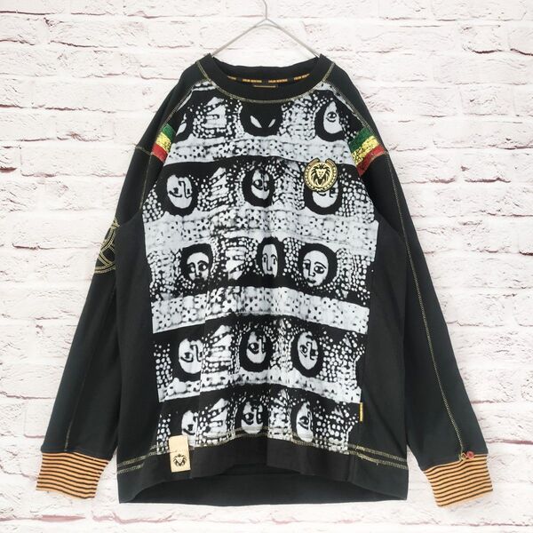 【美品】COLOR HERITAGE インパクト プリント スウェット ロゴワッペン