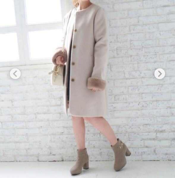 美品 Majestic legon ファー袖ノーカラーコートMサイズ