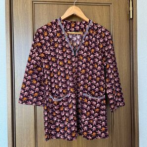 花柄 ミセス カットソー トップス チュニック vネック