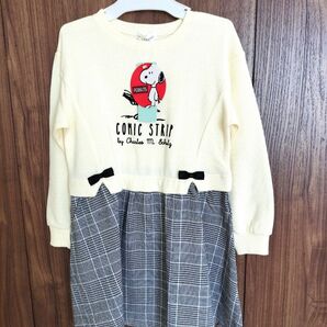 3can4on スヌーピー ワンピース 110 綿100% 新品 長袖