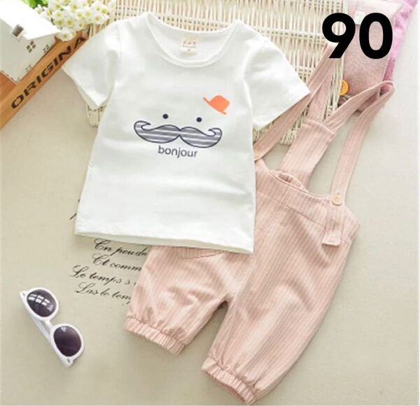SALE残り1点!ボンジョルノTシャツとサスペンダー付きパンツ 新品 90