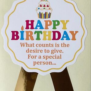 ハッピーバースデーシール8枚セット リボン型 ギフトシール