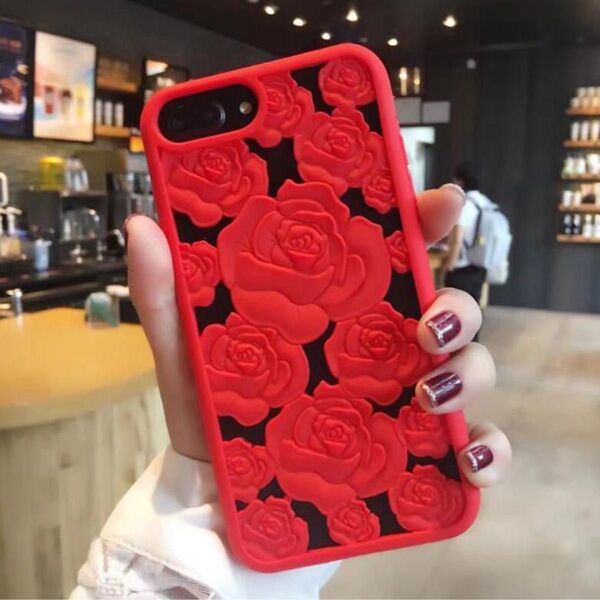 iPhone7plus / iphone8plus ケース 薔薇柄 シリコンケース ☆