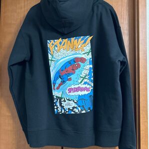 新品 MARVEL スパイダーマンパーカー コミックプルパーカー Lサイズ 黒 スパイダーマン パーカー