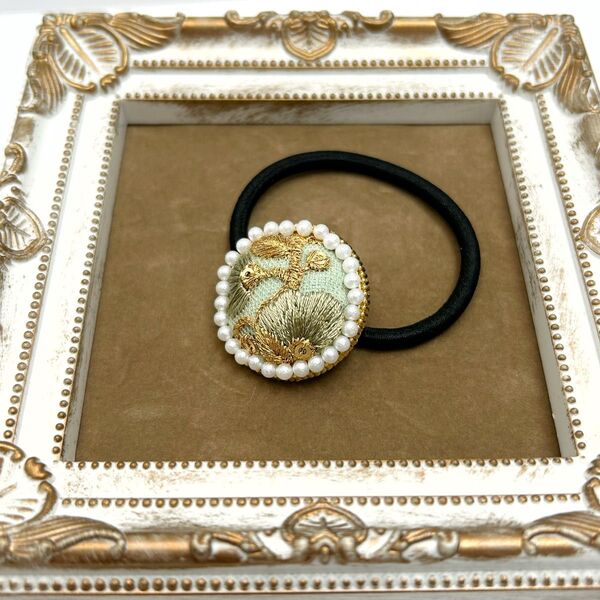 インド刺繍リボン ヘアゴム ヘアアクセサリー ハンドメイド