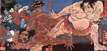 歌川国芳　ドライ　Tシャツ　赤澤山大相撲　浮世絵　相撲　グッズ　UKIYOE　KUNIYOSHI　ロング　ロンT　白_画像2