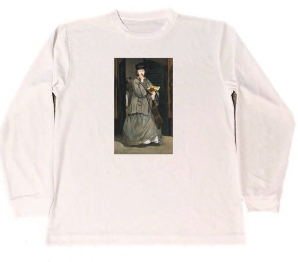 Edouard Manet Dry T-shirt Masterpiece Painting Street Girl Singer Masterpiece Painting Art Manet Goods Long Long T White, Medium size, Crew neck, letter, logo