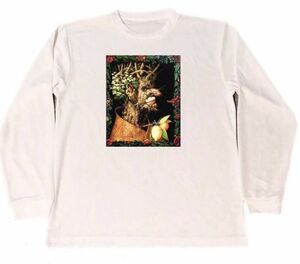 Art hand Auction Arcimboldo Camiseta seca Obra maestra de invierno Pintura Artículos de arte Camiseta larga blanca, Talla mediana, Cuello redondo, carta, logo