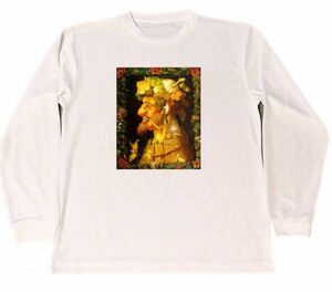 Art hand Auction アルチンボルド ドライ Tシャツ 秋 名画 絵画 アート グッズ ロング ロンT 白, Mサイズ, 丸首, 文字, ロゴ