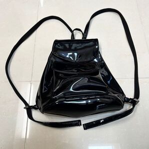 リュックサック ブラック エナメル