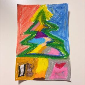 クリスマスツリー イラスト 手書き 絵画 現代アート