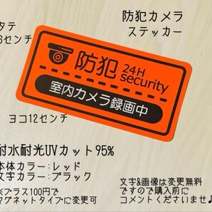 防犯カメラステッカー レッド 6×12 ハンドメイド