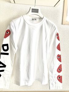 PLAY COMME des GARCONS COMME des GARCONS логотип сердца рукава длинные T белый XS ★Новый и неиспользованный