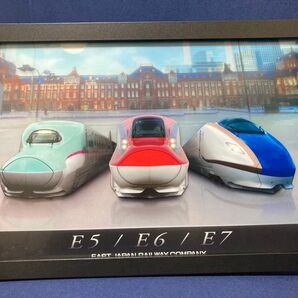 新幹線 E5系 E6系 E7系 東京駅 集合デザインフォトスタンド(ツヤ消し黒)