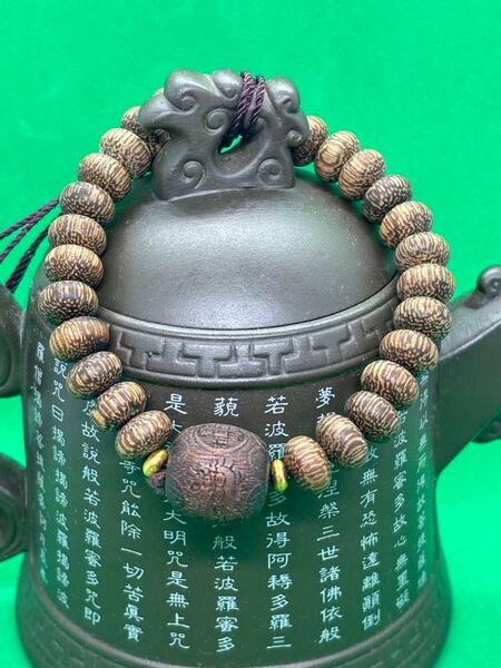美品 ダラガン沈香 10mm 算盤ブレスレット頂珠彫刻招財進宝3828-1/6