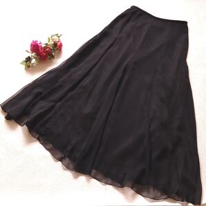 カールラガーフェルド ロングスカート 黒 ブラック フレアスカート Aライン