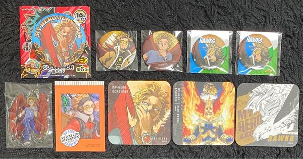 僕のヒーローアカデミア ヒロアカ 鷹見啓悟 ホークス 缶バッジ チャーム 付録 新十傑ベストショットステッカー コースター