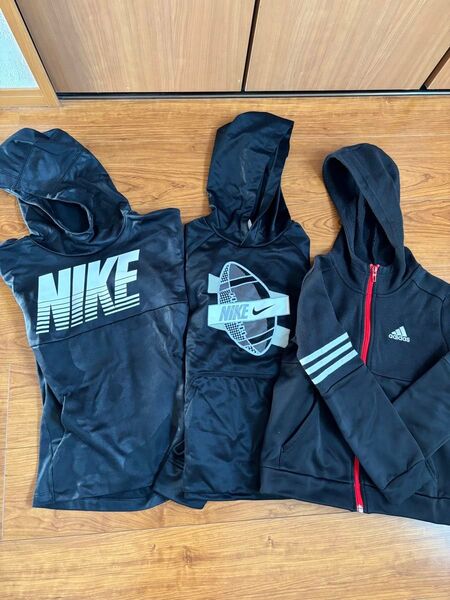 NIKEパーカー2枚アディダスアウターのセット 130 adidas 黒