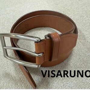 【中古品】VISARUNO 茶色 レザーベルト メンズ細身