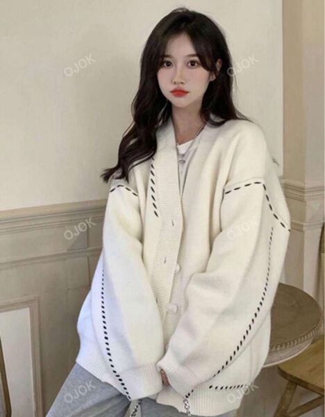 shein ニットカーディガン 白