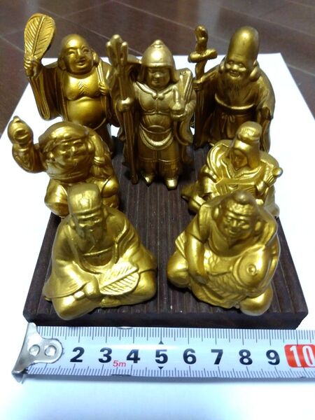 七福神 真鍮 7体セット(約890グラム )+御神木台座