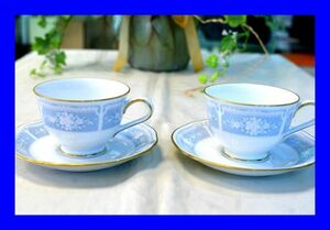 ○新品同様 ノリタケ Noritake レースウッドゴールド カップ&ソーサー 2客 D1579