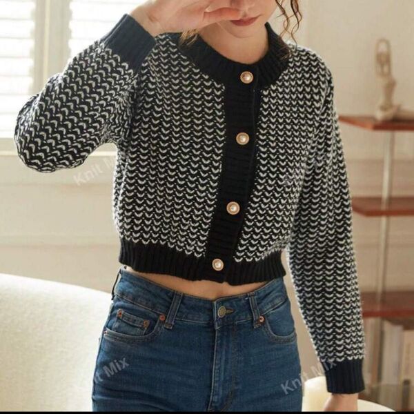 【SHEIN】ニット カーディガン ブラック 長袖