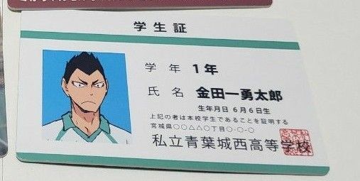 ハイキュー バラエティカード 学生証 金田一勇太郎